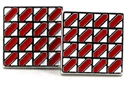 Gemelli smaltati quadrati rosso e bianco