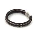 Bracciale in Acciaio Intrecciato in Pelle Marrone
