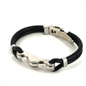 Bracciale in Acciaio e Gomma Nera