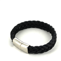 Bracciale in Acciaio e Pelle Nera