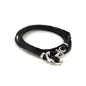 Bracciale in Acciaio e Pelle Nera con Ancora I