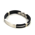 Bracciale in Corda Acciaio e Gomma Nera Motivo Liscio