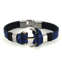 Bracciale in Pelle Blu con Ancora