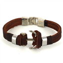 Bracciale in pelle marrone con ancora