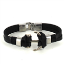Bracciale in pelle nera con ancora