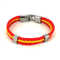 Bracciale in pelle intrecciata con bandiera spagnola