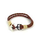 Bracciale intrecciato in pelle con ancora
