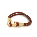 Bracciale intrecciato in pelle con ancora