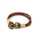 Bracciale intrecciato in pelle con ancora