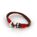 Bracciale intrecciato in pelle con ancora