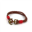 Bracciale intrecciato in pelle con ancora
