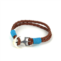Bracciale intrecciato in pelle con ancora