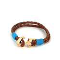 Bracciale intrecciato in pelle con ancora