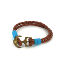 Bracciale intrecciato in pelle con ancora