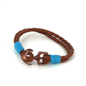 Bracciale intrecciato in pelle con ancora