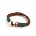 Bracciale intrecciato in pelle con ancora