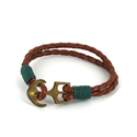 Bracciale intrecciato in pelle con ancora