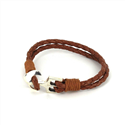 Bracciale intrecciato in pelle con ancora