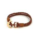 Bracciale intrecciato in pelle con ancora