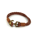 Bracciale intrecciato in pelle con ancora