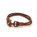 Bracciale intrecciato in pelle con ancora