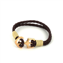 Bracciale intrecciato in pelle con ancora