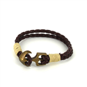 Bracciale intrecciato in pelle con ancora
