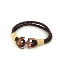 Bracciale intrecciato in pelle con ancora