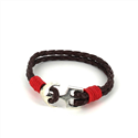 Bracciale intrecciato in pelle con ancora