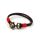 Bracciale intrecciato in pelle con ancora