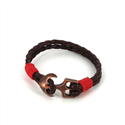 Bracciale intrecciato in pelle con ancora