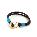 Bracciale intrecciato in pelle con ancora
