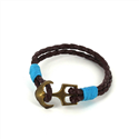 Bracciale intrecciato in pelle con ancora