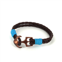 Bracciale intrecciato in pelle con ancora