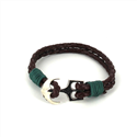 Bracciale intrecciato in pelle con ancora