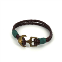 Bracciale intrecciato in pelle con ancora