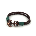 Bracciale intrecciato in pelle con ancora