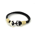 Bracciale intrecciato in pelle con ancora