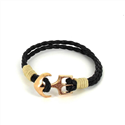Bracciale intrecciato in pelle con ancora
