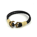 Bracciale intrecciato in pelle con ancora