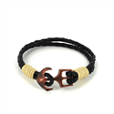 Bracciale intrecciato in pelle con ancora