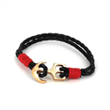 Bracciale intrecciato in pelle con ancora