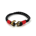 Bracciale intrecciato in pelle con ancora