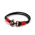 Bracciale intrecciato in pelle con ancora
