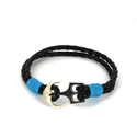 Bracciale intrecciato in pelle con ancora