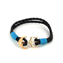 Bracciale intrecciato in pelle con ancora