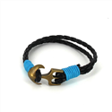 Bracciale intrecciato in pelle con ancora