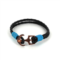 Bracciale intrecciato in pelle con ancora