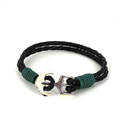 Bracciale intrecciato in pelle con ancora