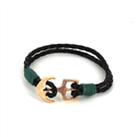 Bracciale intrecciato in pelle con ancora